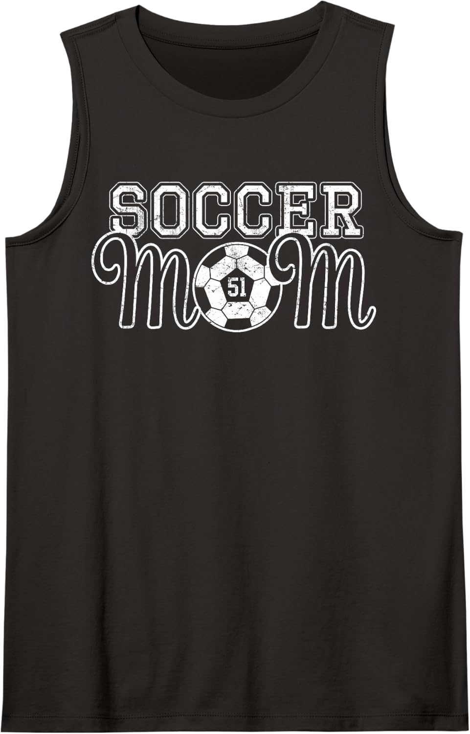 Vintage White Number 51 Soccer Mom #51 Player Jersey Shirt Tank Top - Black