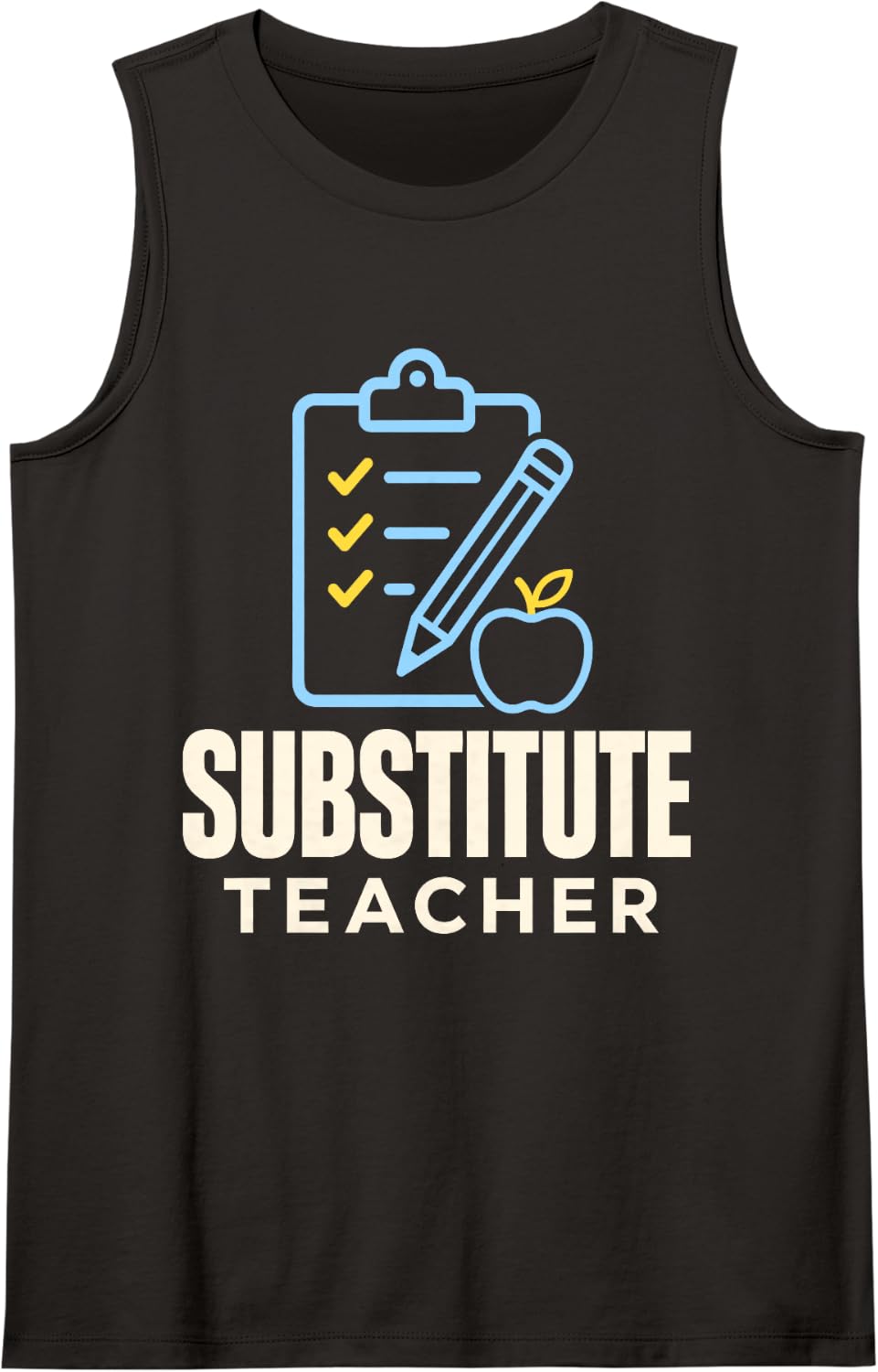 Substitute Teacher Clipboard Pencil Sleeveless Tank Top - Black