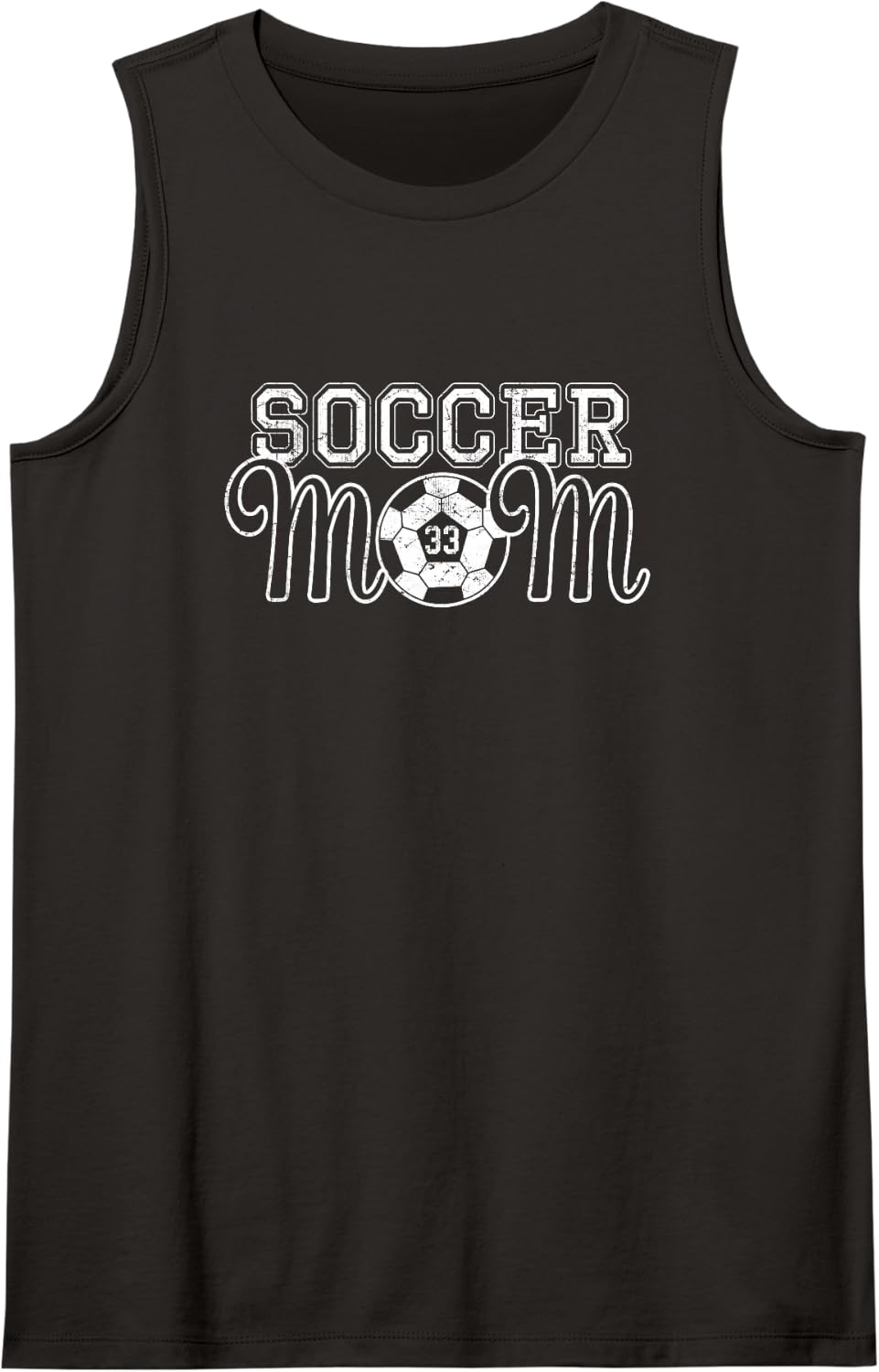 Vintage White Number 33 Soccer Mom #33 Player Jersey Shirt Tank Top - Black