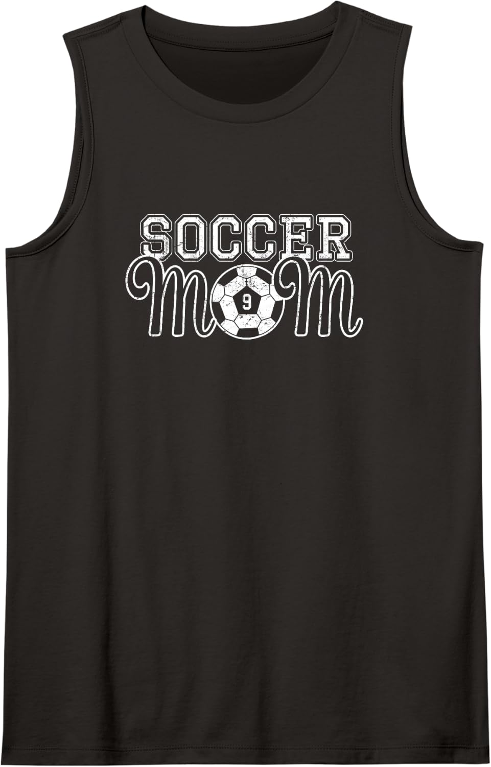 Vintage White Number 9 Soccer Mom #9 Player Jersey Shirt Tank Top - Black