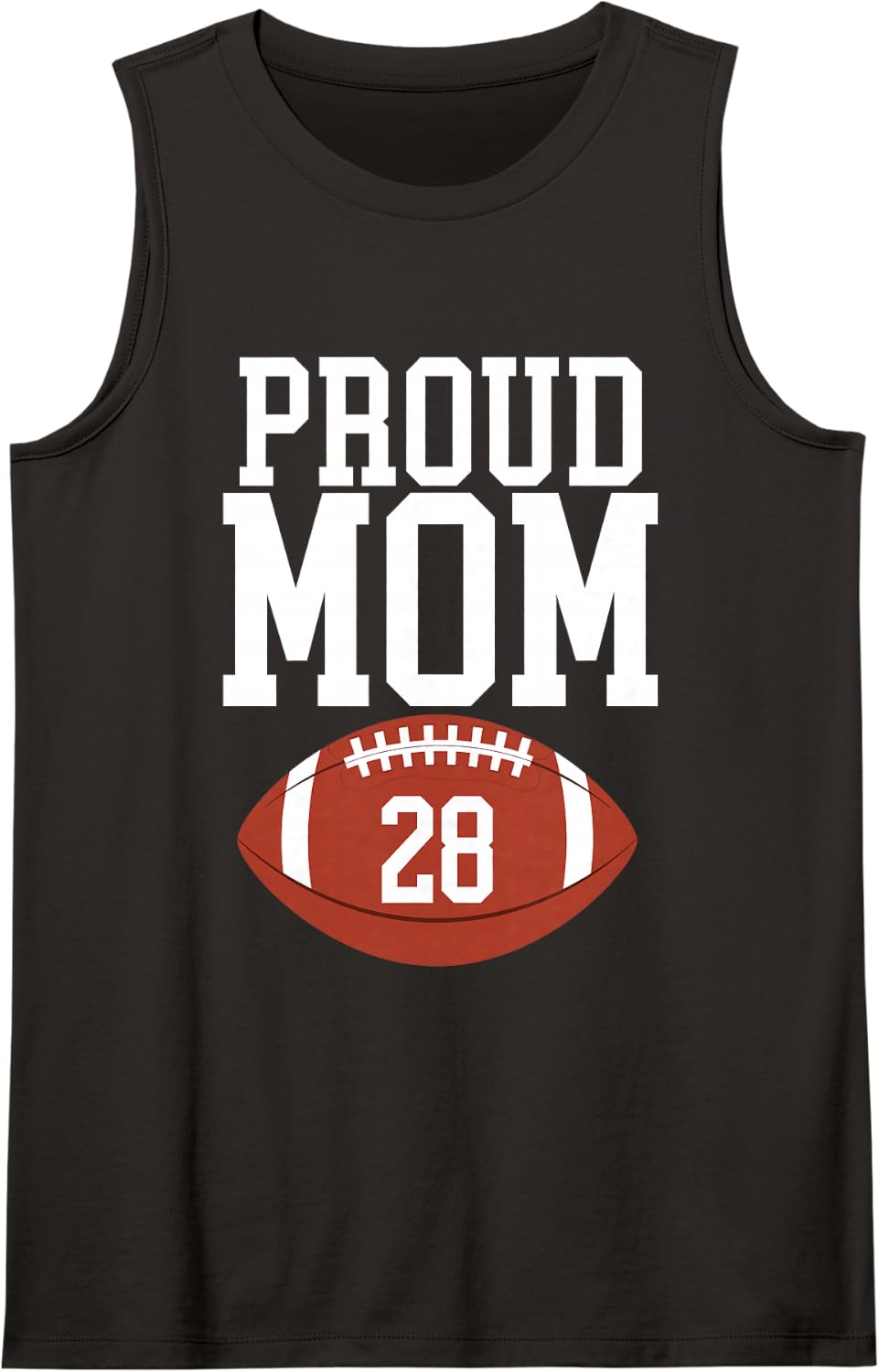 Proud Football Mom Number #28 Sleeveless Tank Top - Black