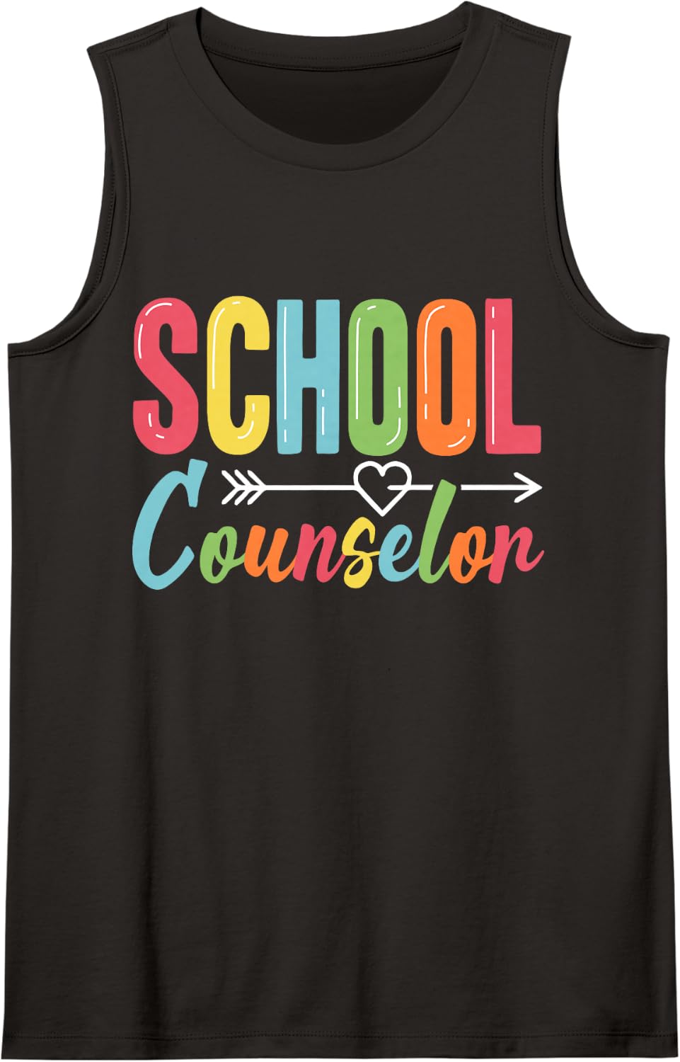 School Counselor Colorful Heart Arrow Sleeveless Tank Top - Black