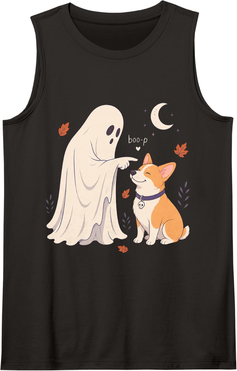 Funny Ghost Corgi (Pembroke Welsh) Dog Boop Halloween Women Tank Top - Black
