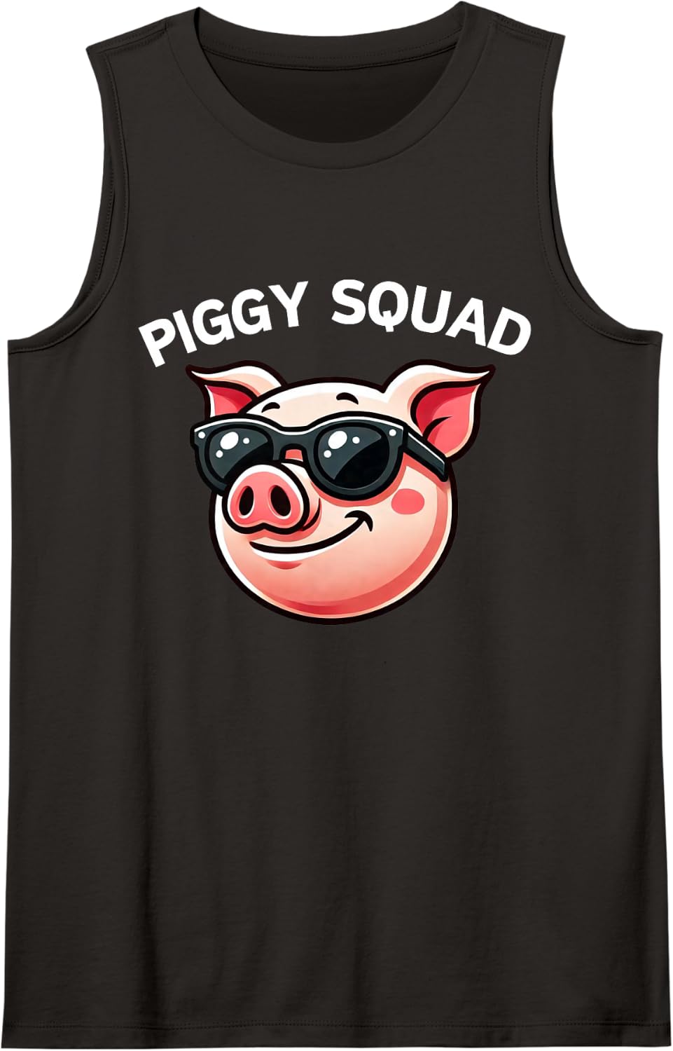 Piggy Squad Funny Pig with Sunglasses Farmer Hog Farm Sleeveless Tank Top - Black