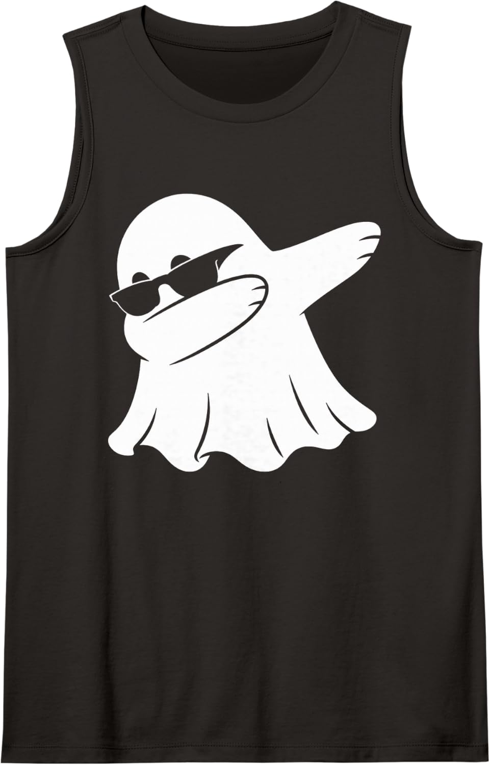 Boo Ghost Dabbing Cute Spooky Dab Dance Pose Sleeveless Tank Top - Black