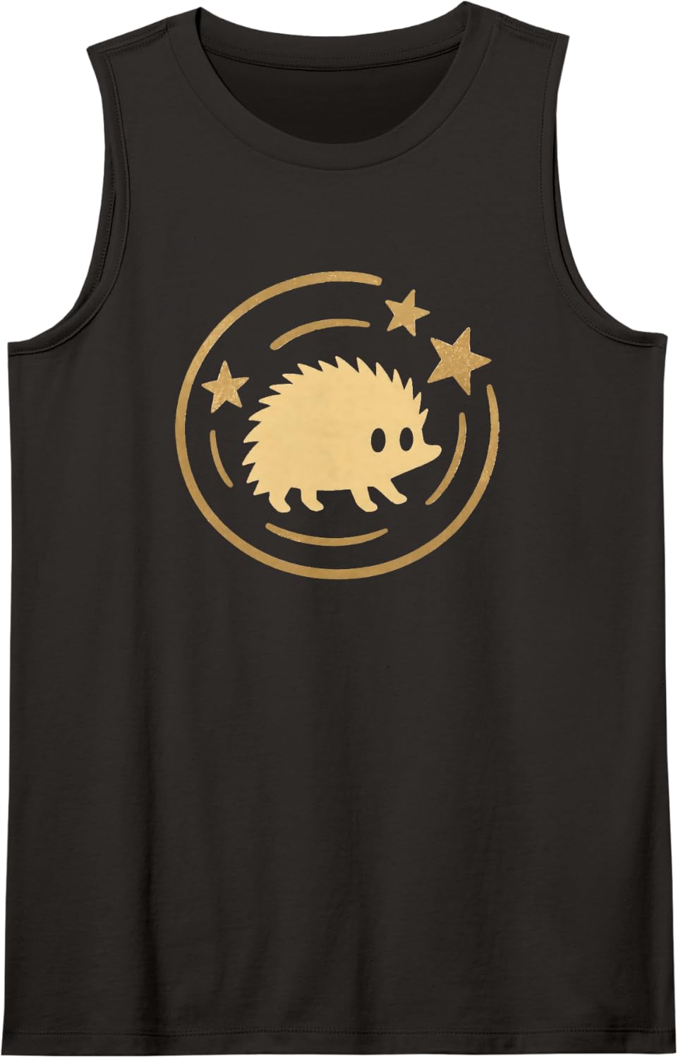 Hedgehog Retro 90s Y2K Cosmic Stars Circle Design Tank Top - Black