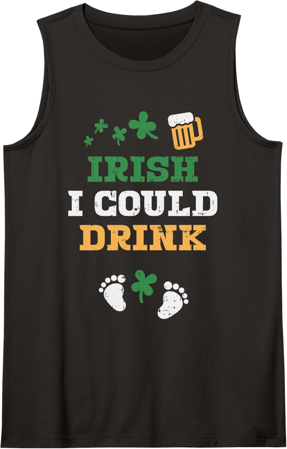Irish I Could Drink Shirt Pregnancy Announcement St Patricks Sleeveless Tank Top - Black