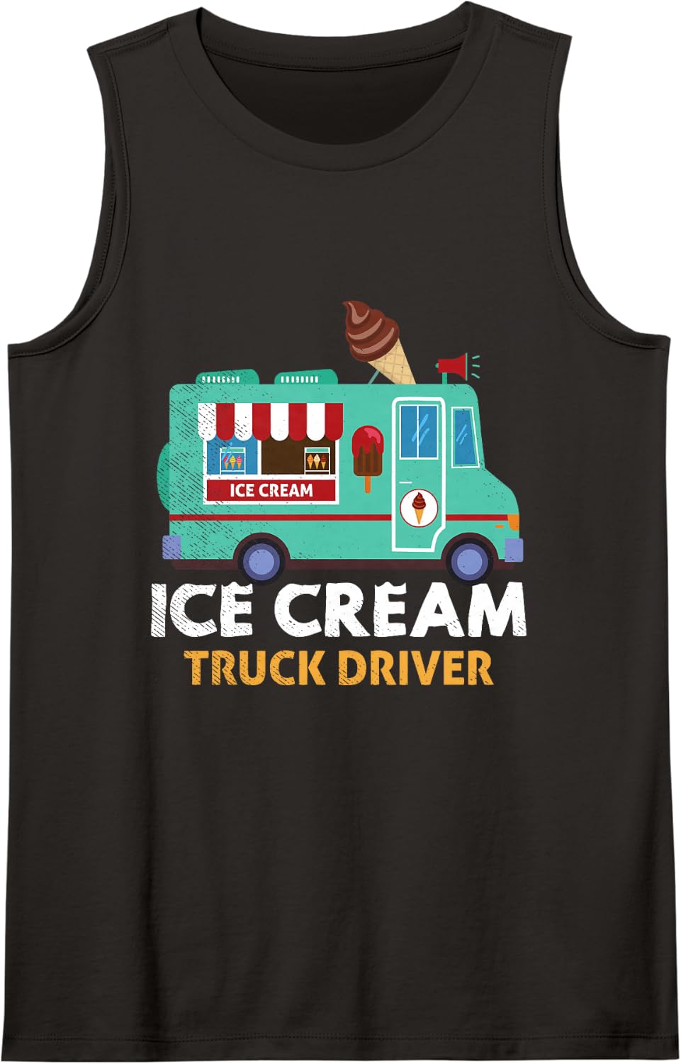 Ice Cream Truck Driver Nostalgic Classic Summer Sorbet Sleeveless Tank Top - Black