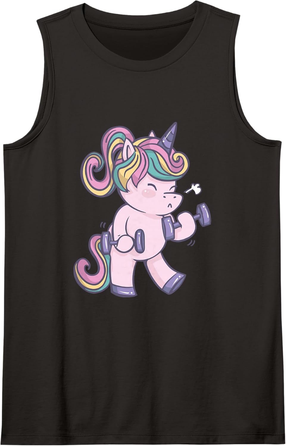 Funny Weightlifting Unicorn Fitness Strength Training Sleeveless Tank Top - Black