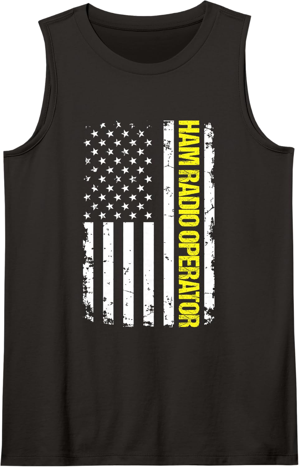 Ham Radio Operator USA Flag Sleeveless Tank Top - Black