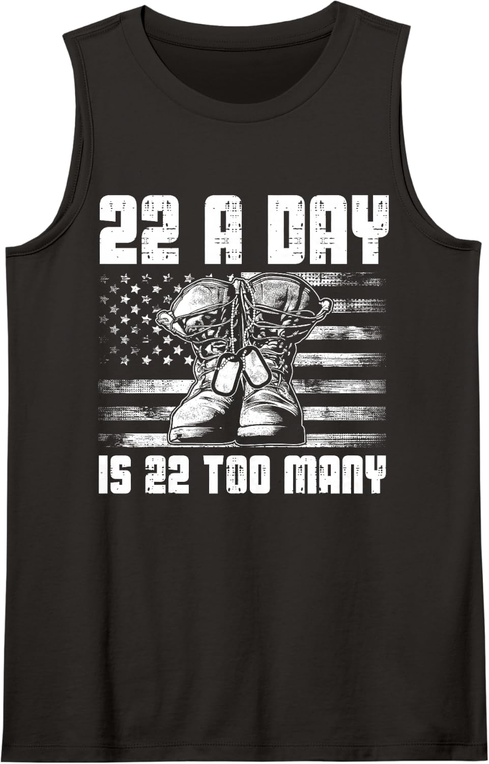 22 A Day is 22 Too Many Veteran Lives Matter USA Flag Sleeveless Tank Top - Black