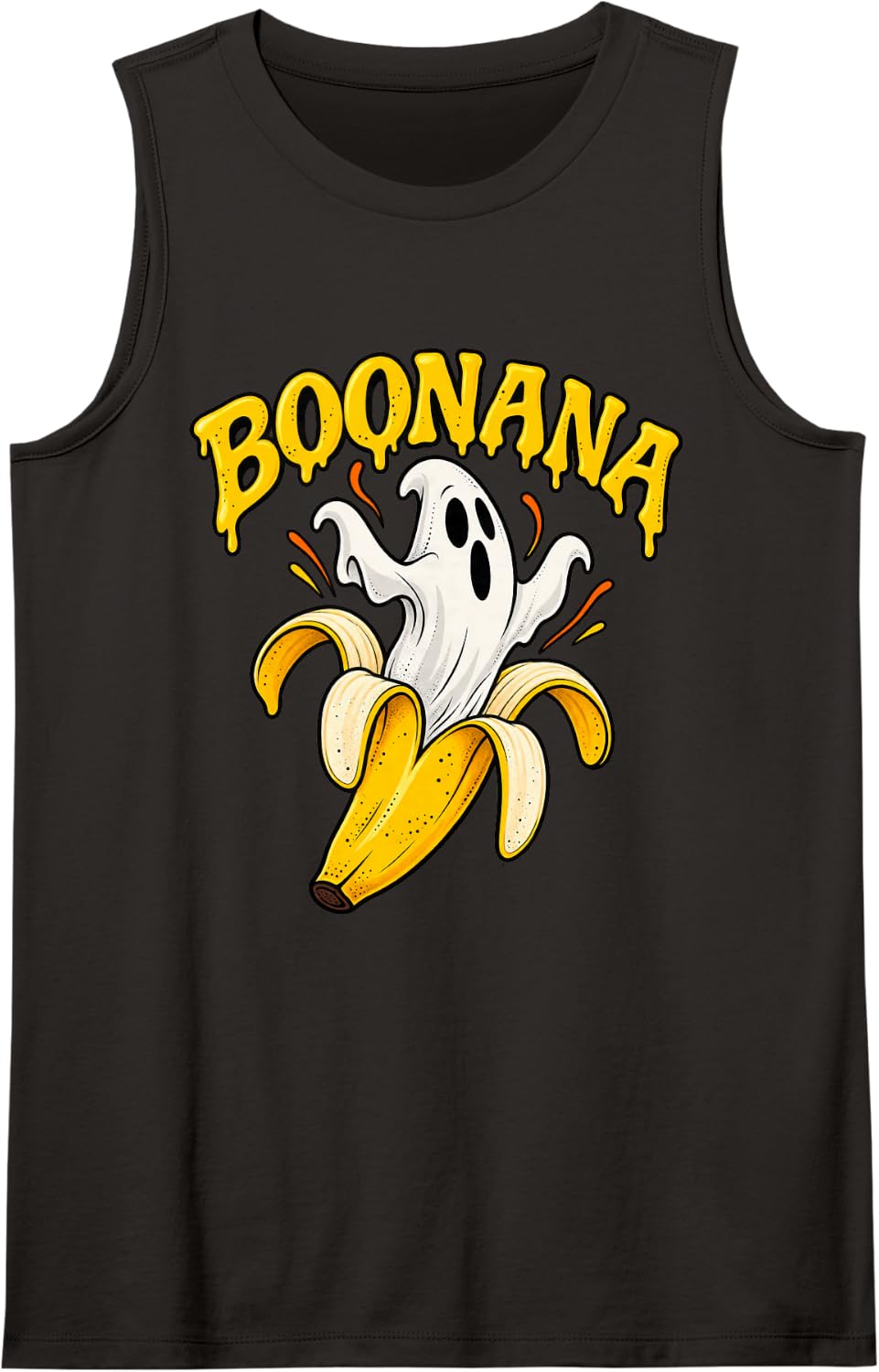 Boonana Funny Ghost Banana Halloween Sleeveless Tank Top - Black