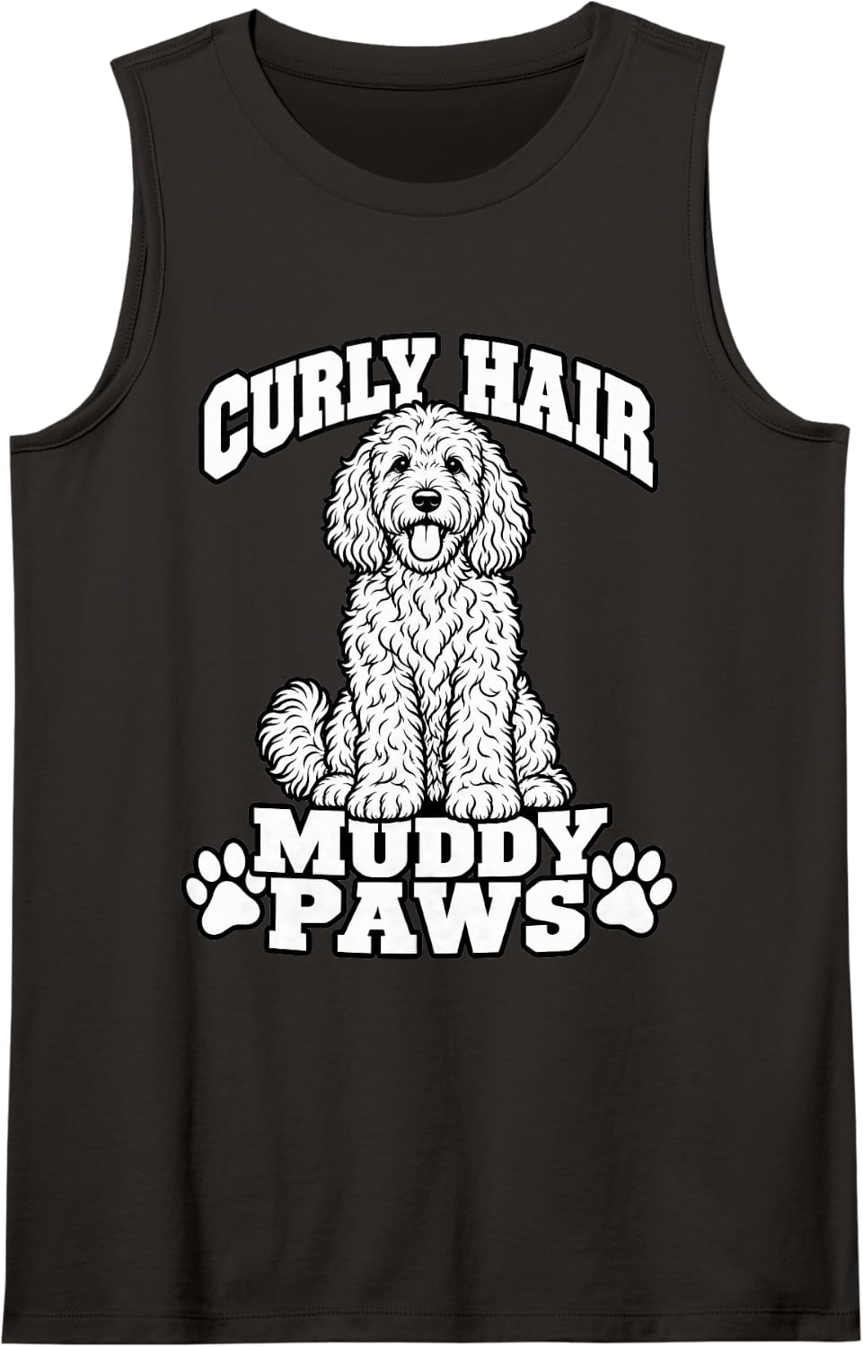 Goldendoodle Curly Hair Muddy Paws Doodle Mom Funny Pup Sleeveless Tank Top - Black