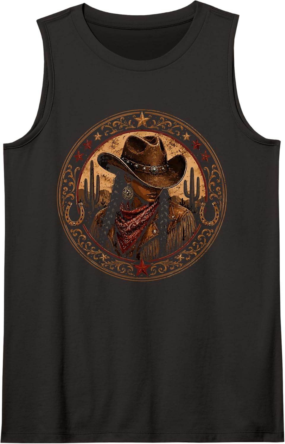 Cowgirl Afro Western Country Rodeo Melanin Sleeveless Tank Top - Black
