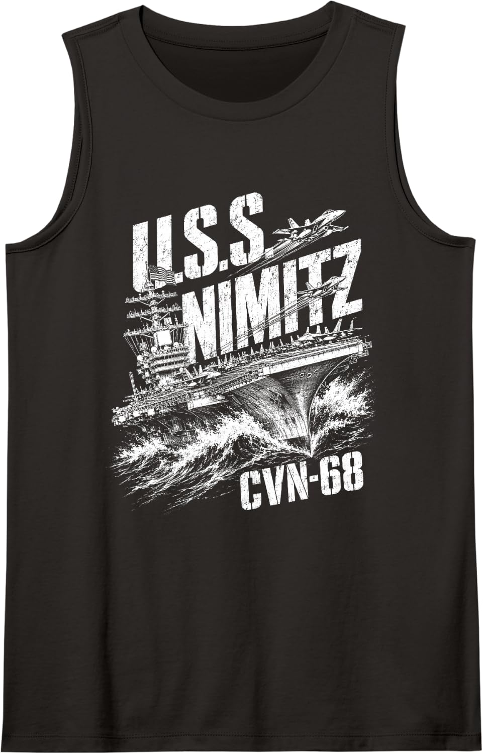 Aircraft Carrier USS Nimitz Veterans Day Sailor Dad Grandpa Tank Top - Black
