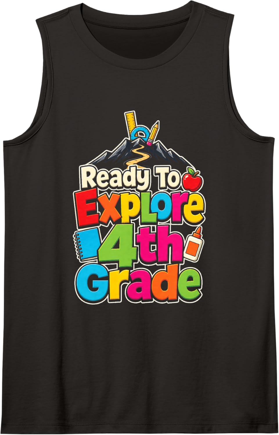 4th Grade Ready to Explore Elementary First Day Gift Sleeveless Tank Top - Black