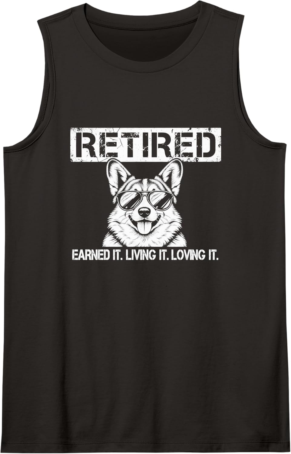 Womens Girls Moms Retired Retirement Welsh Corgi Dog Lover Sleeveless Tank Top - Black