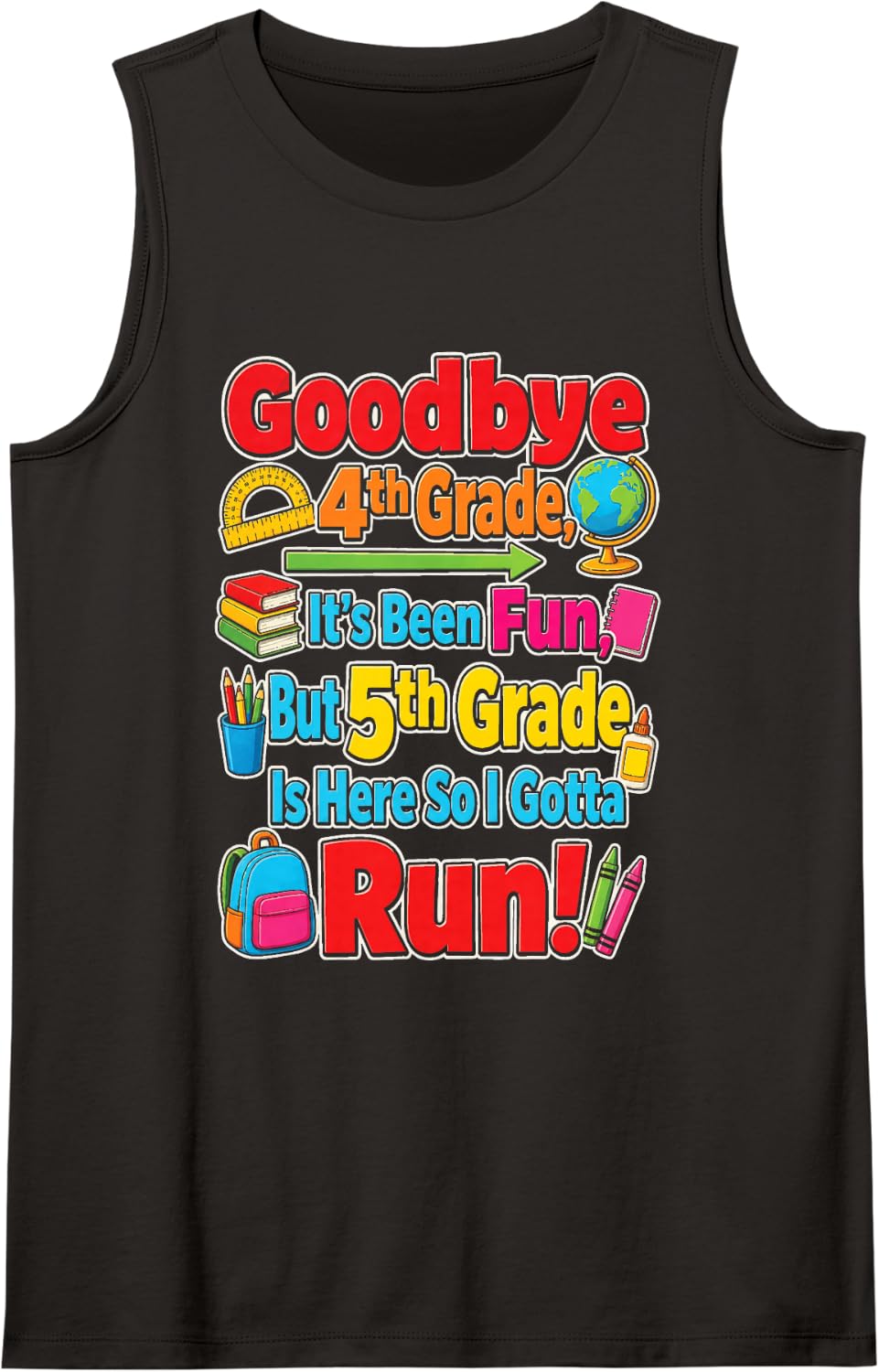 4th Grade Goodbye It's Been Fun Hello 5th Last Day School Sleeveless Tank Top - Black