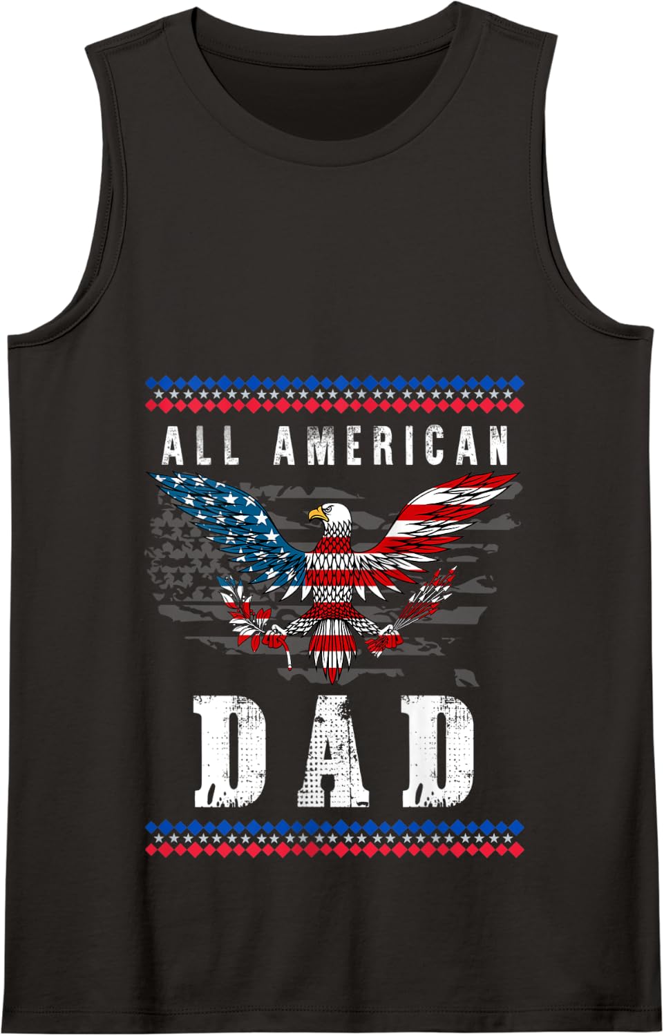 4th of July American Flag Dad Tank Top - Black