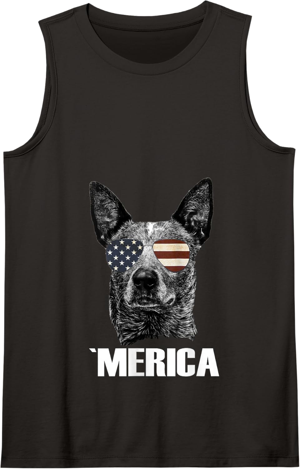 4th July Blue Heeler Dog Merica Patriotic USA Flag Cute Tank Top - Black
