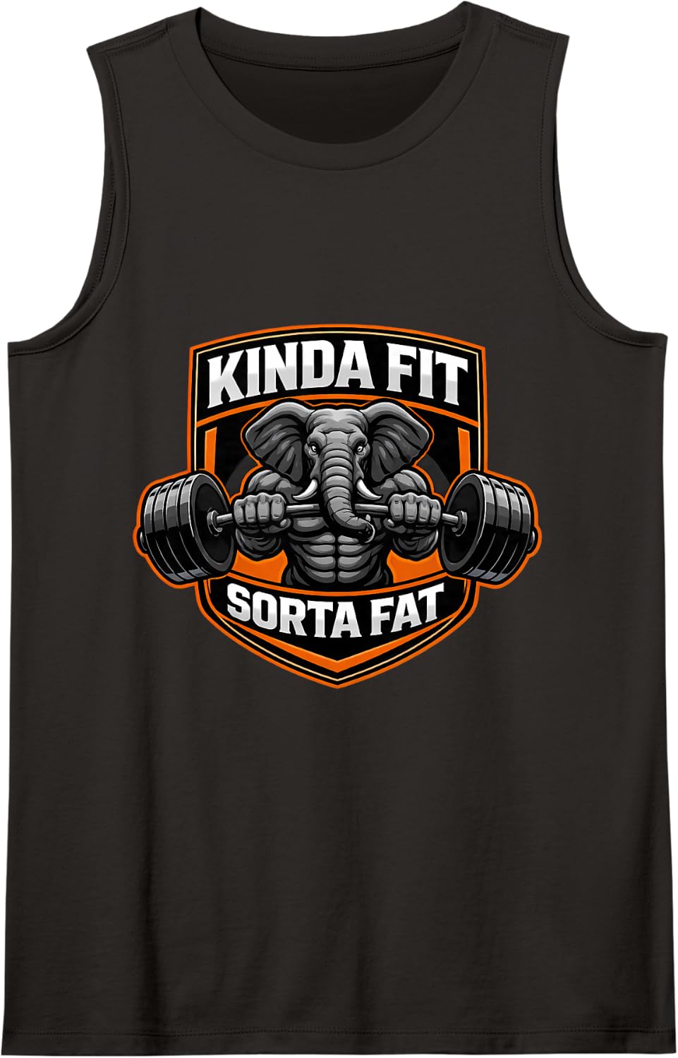 Kinda Fit Sorta Fat Funny Gym Elephant Weightlifting Chubby Tank Top - Black
