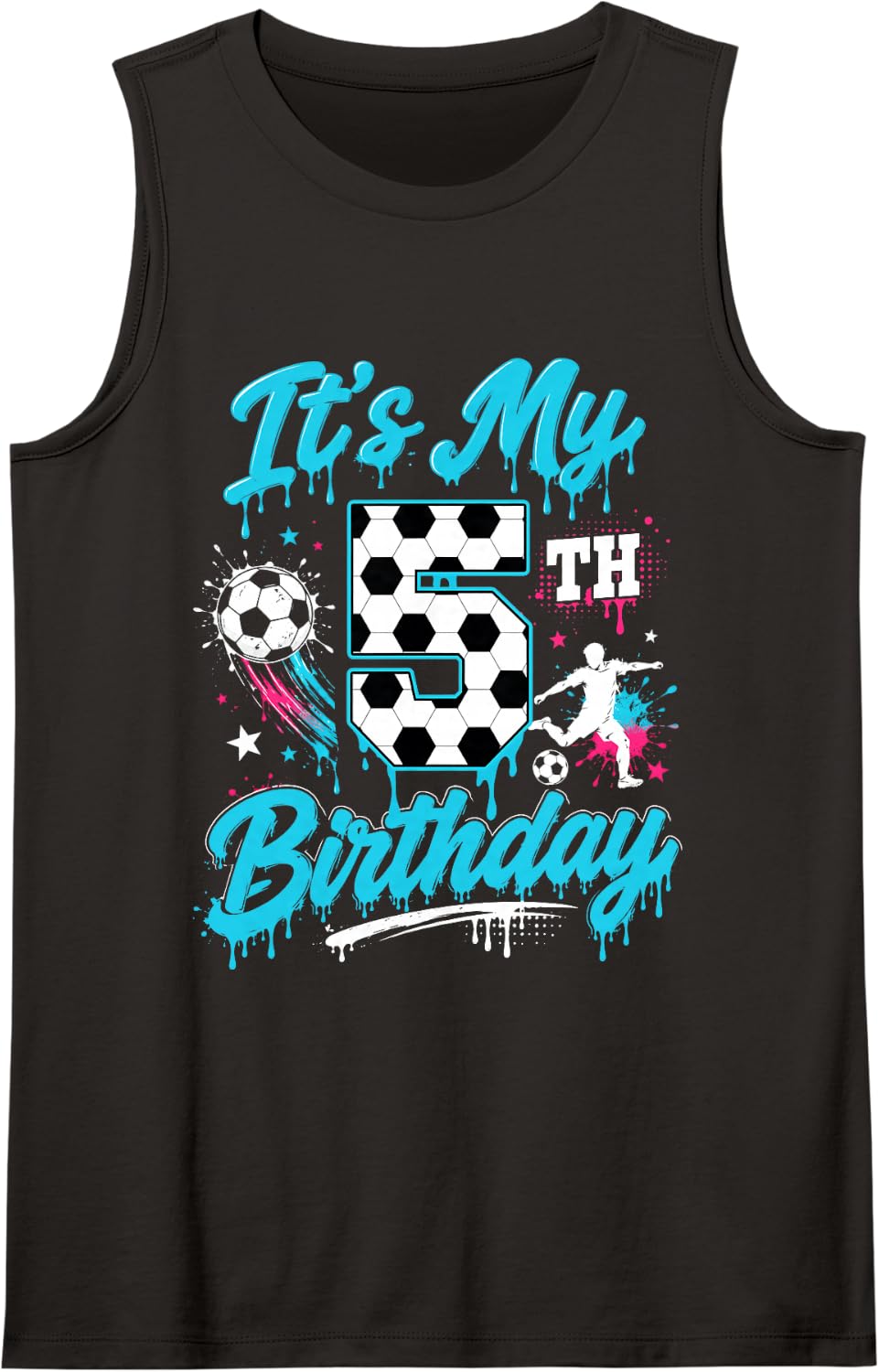 It's My 5th Birthday Sport Theme 5 Year Old Soccer Lover Tank Top - Black