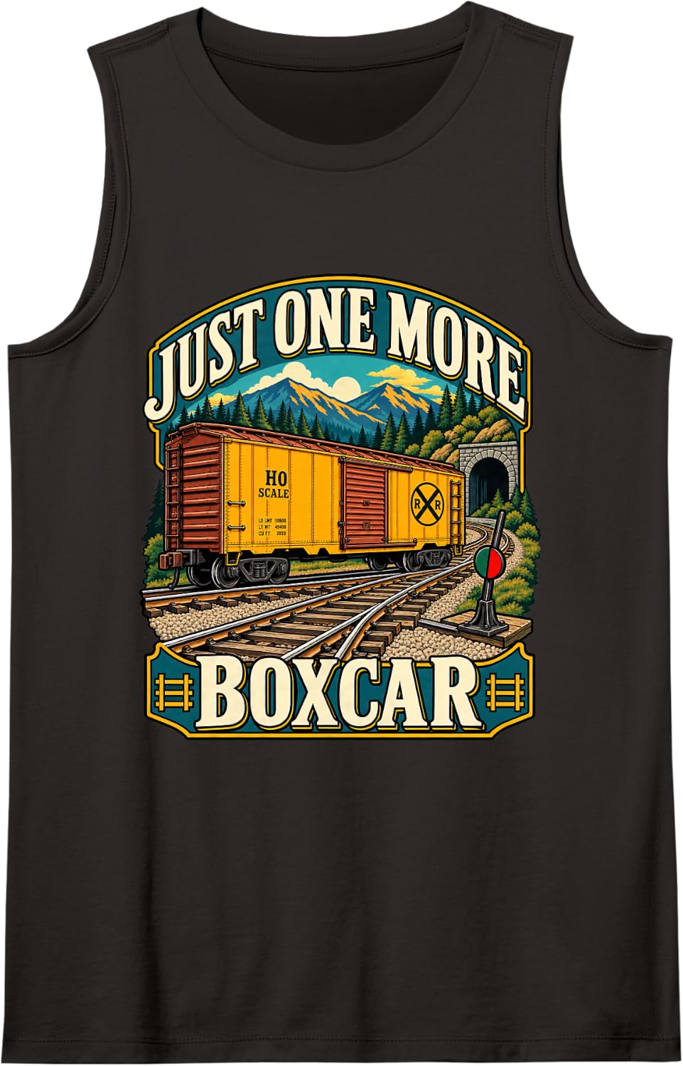 Model Train Just One More Boxcar Funny Railroad Hobby Tank Top - Black