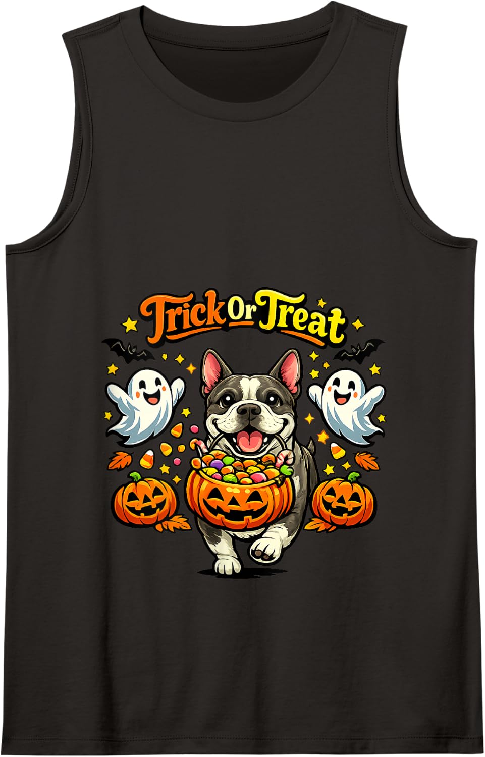 Trick or Treat Pitbull Dog Lover Women Men Fall Halloween Tank Top - Black