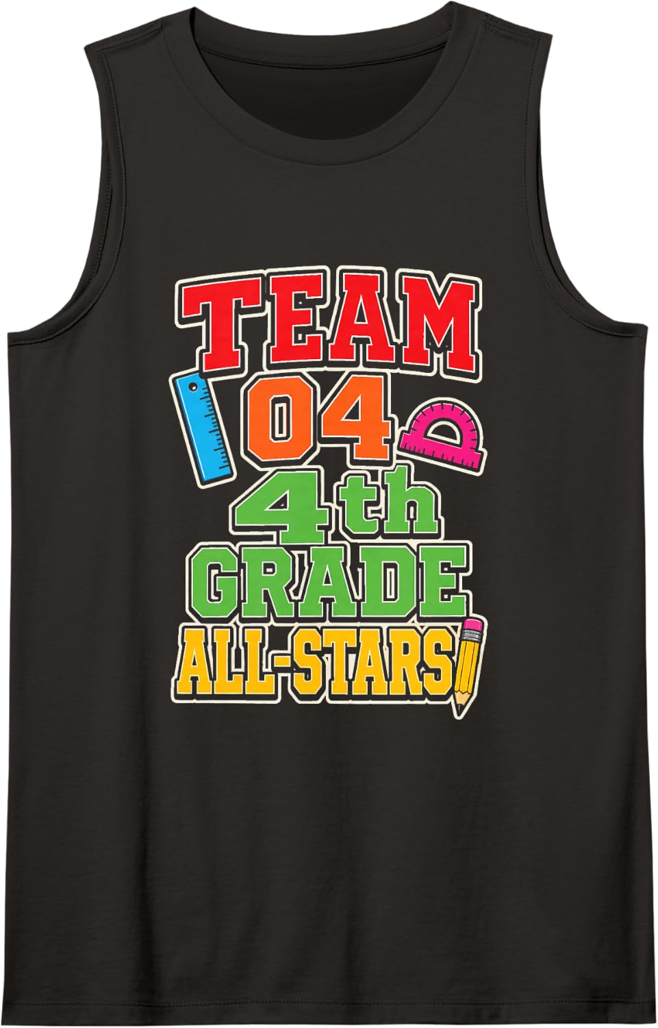 4th Grade All-Stars Team 04 Fourth Grader First Day Sleeveless Tank Top - Black
