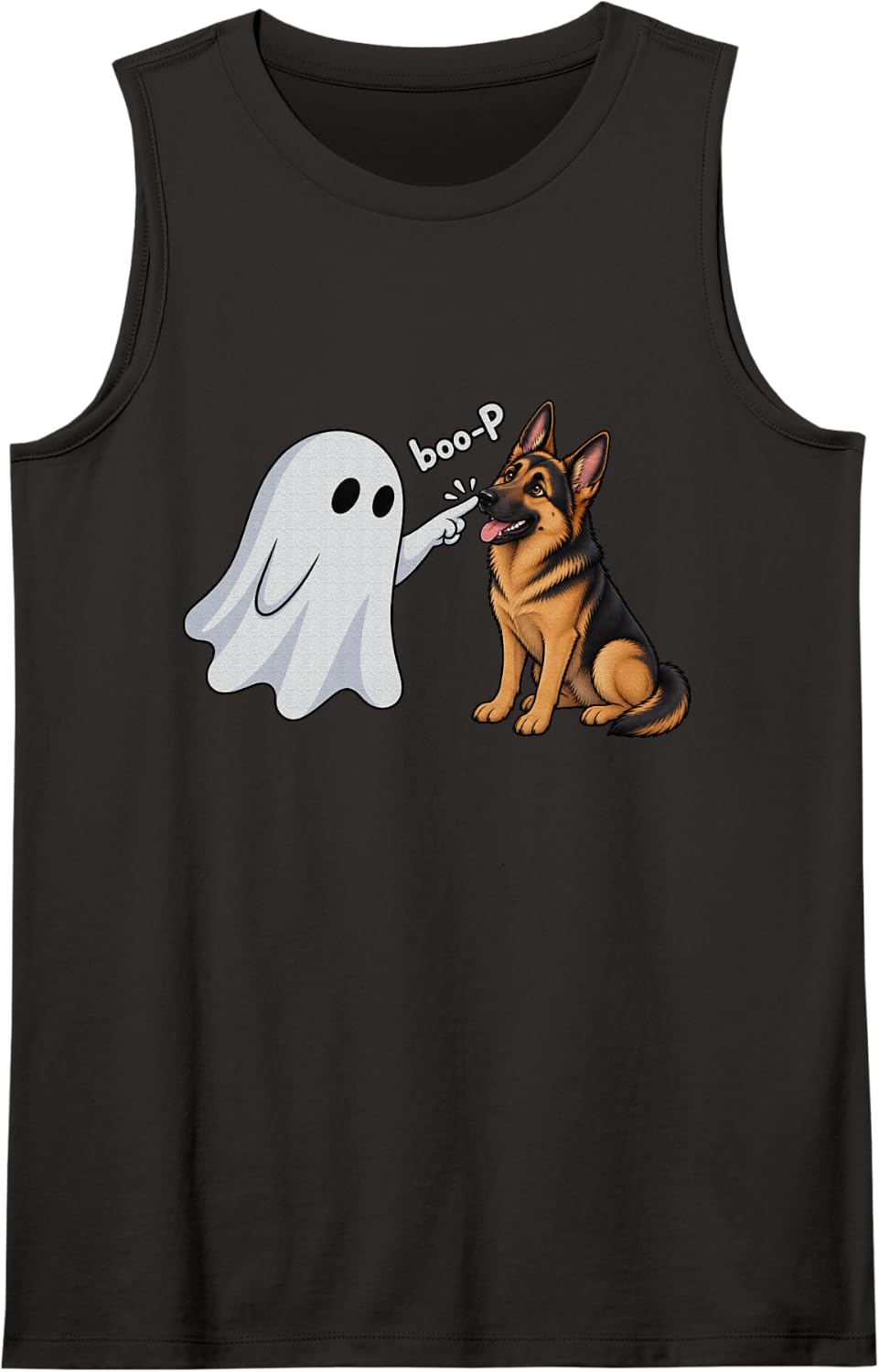German Shepherd Boo P Ghost Nose Boop Halloween Dog Lover Tank Top - Black