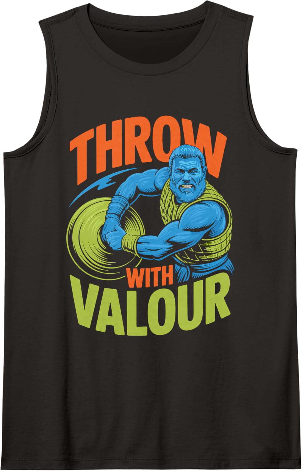 Throw with Valour Viking Warrior Design Sleeveless Tank Top - Black