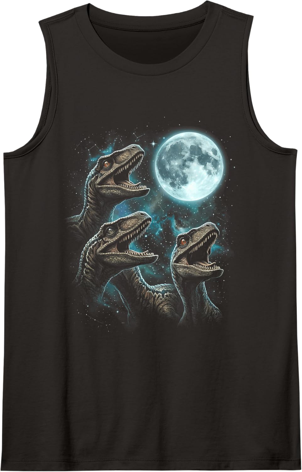 Velociraptor Howling to The Moon Meme Three Howl At Moon 3 Sleeveless Tank Top - Black