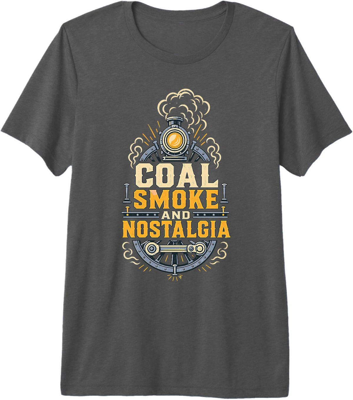Coal Smoke and Nostalgia Train Conductor Locomotive Premium Tri-Blend T-Shirt - Grey
