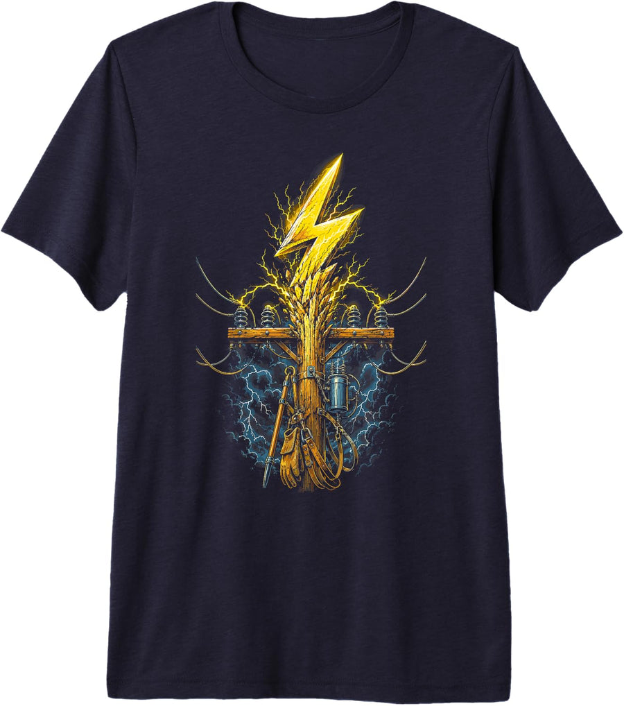 Lineman Electrician Premium Tri-Blend T-Shirt - Navy Blue