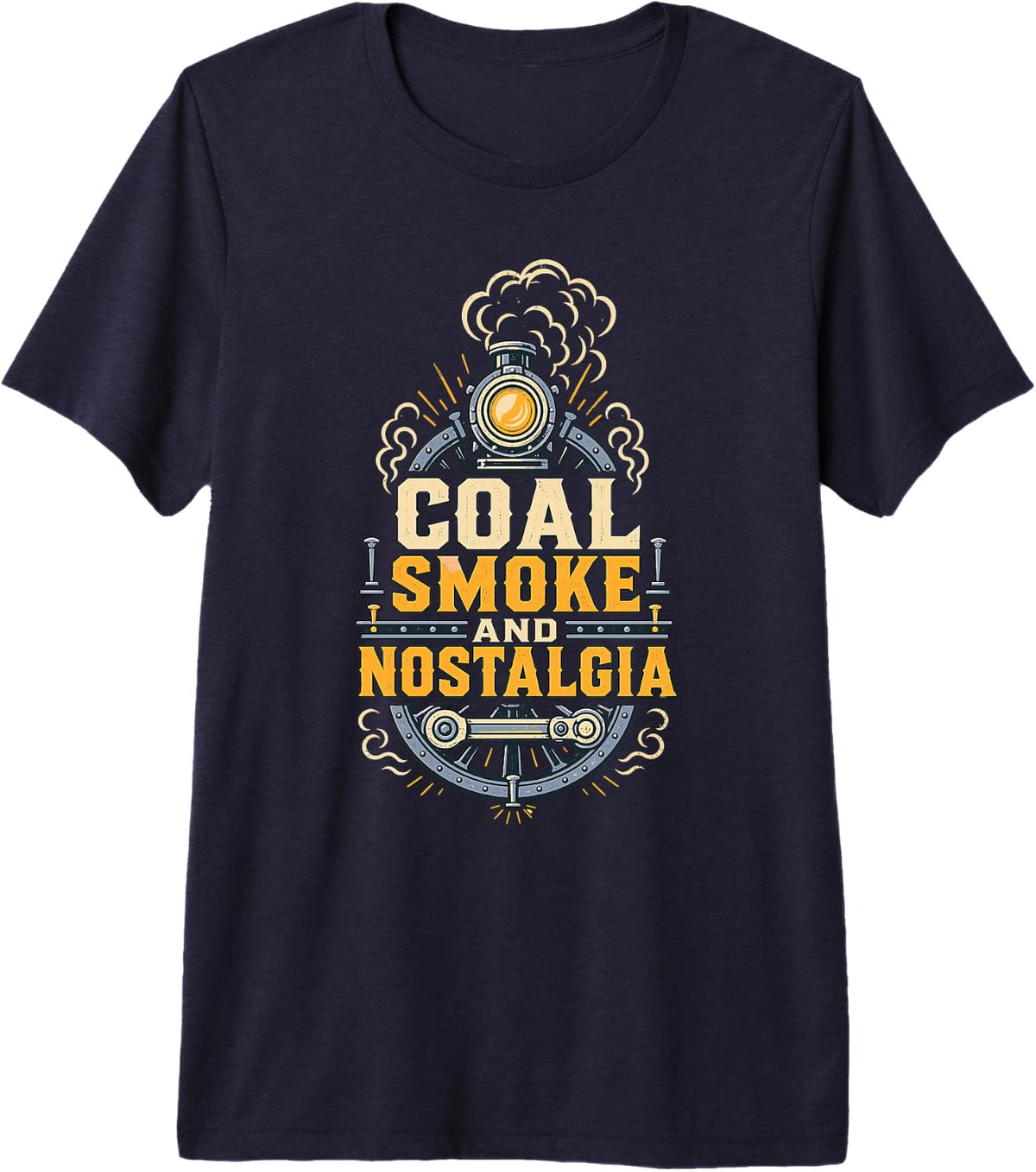 Coal Smoke and Nostalgia Train Conductor Locomotive Premium Tri-Blend T-Shirt - Navy Blue