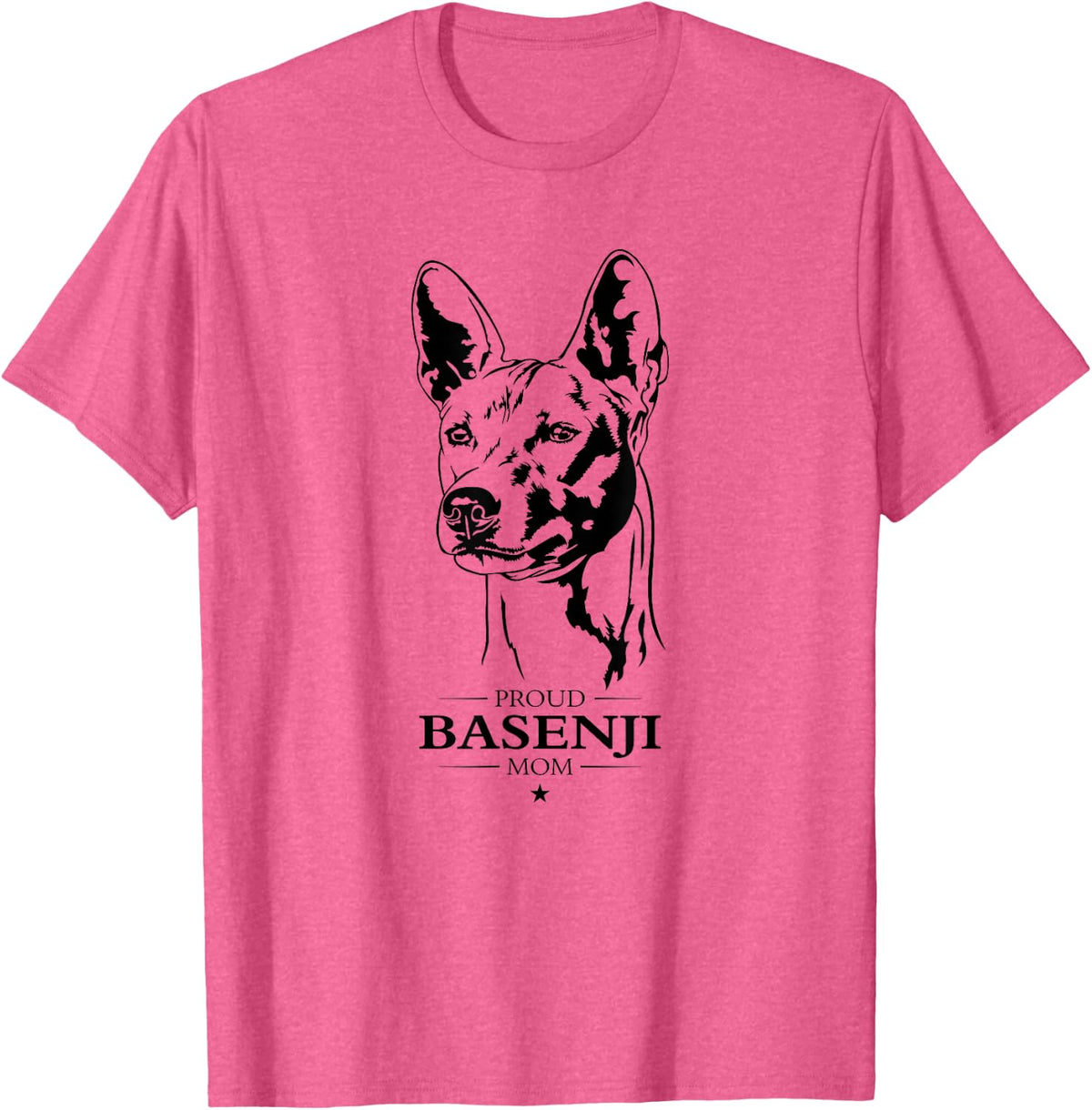 Proud Basenji Mom Funny Dog Owners Basenji Dog T-Shirt - Pink Heather
