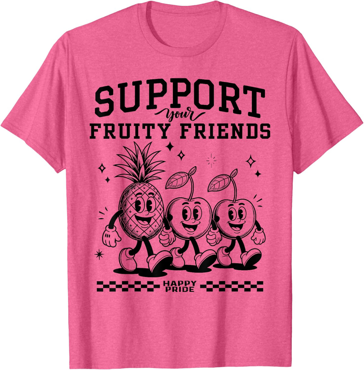 Support Your Fruity Friends T-Shirt - Pink Heather