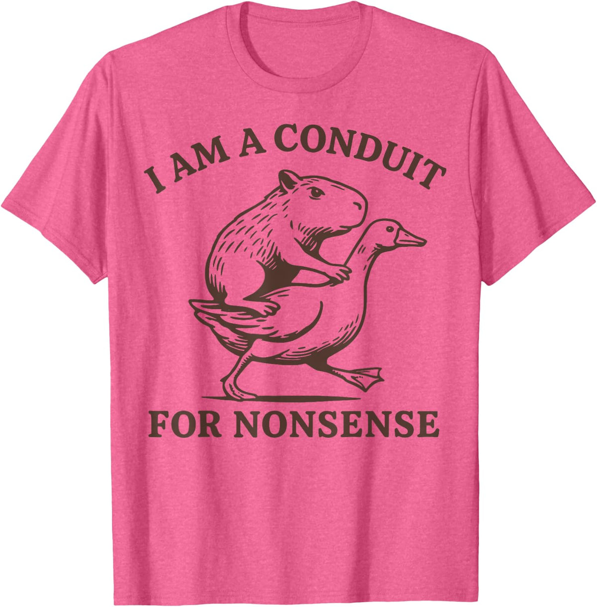 I Am A Conduit for Nonsense Capybara T-Shirt - Pink Heather