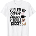 Funny Pitbull Kisses Coffee Lover Pittie Mom Pit Bull Dad T-Shirt - White