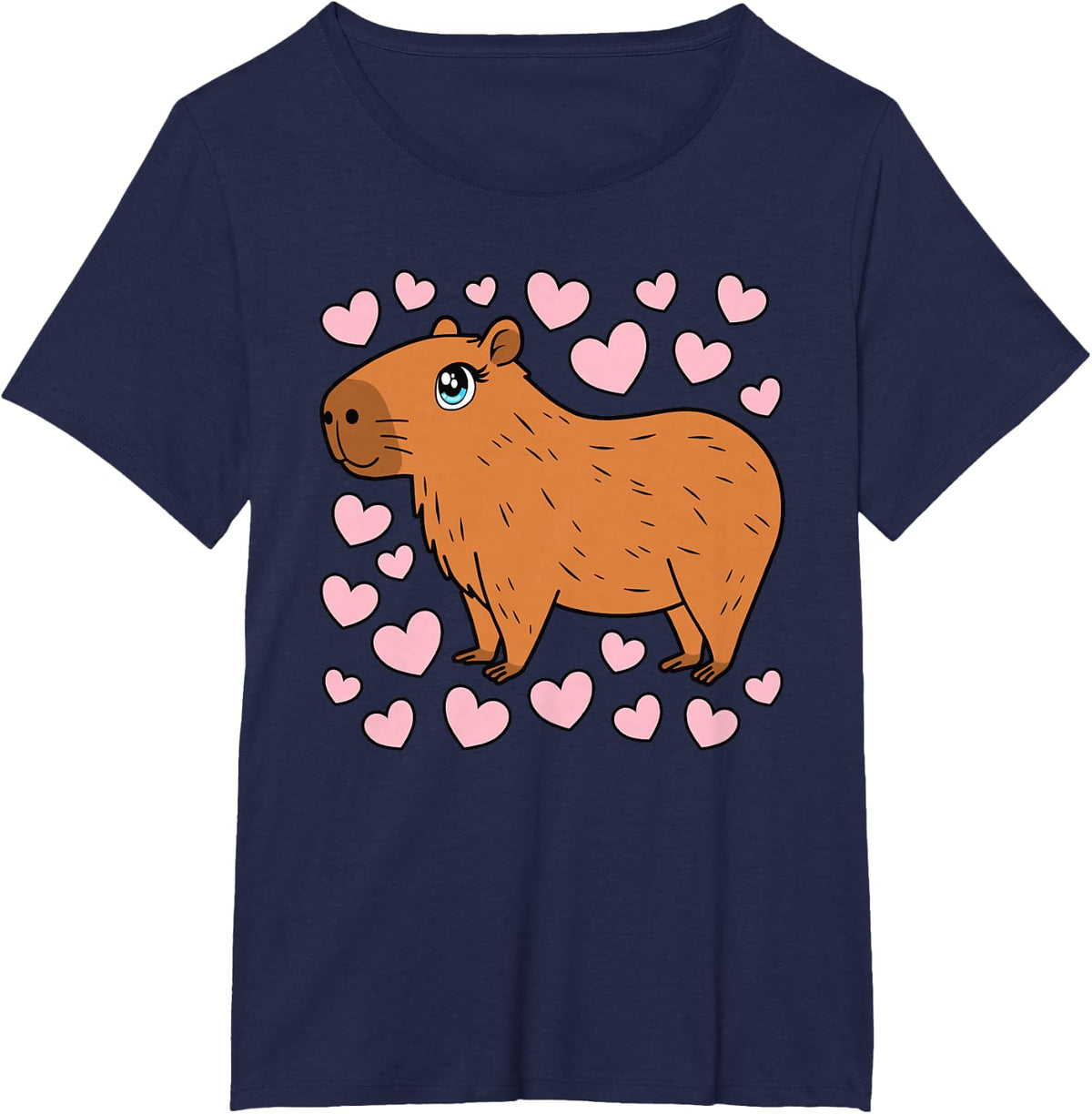 Cute Capybara Kawaii Rodent Capybara Lover Women Girls T-Shirt - Navy Blue