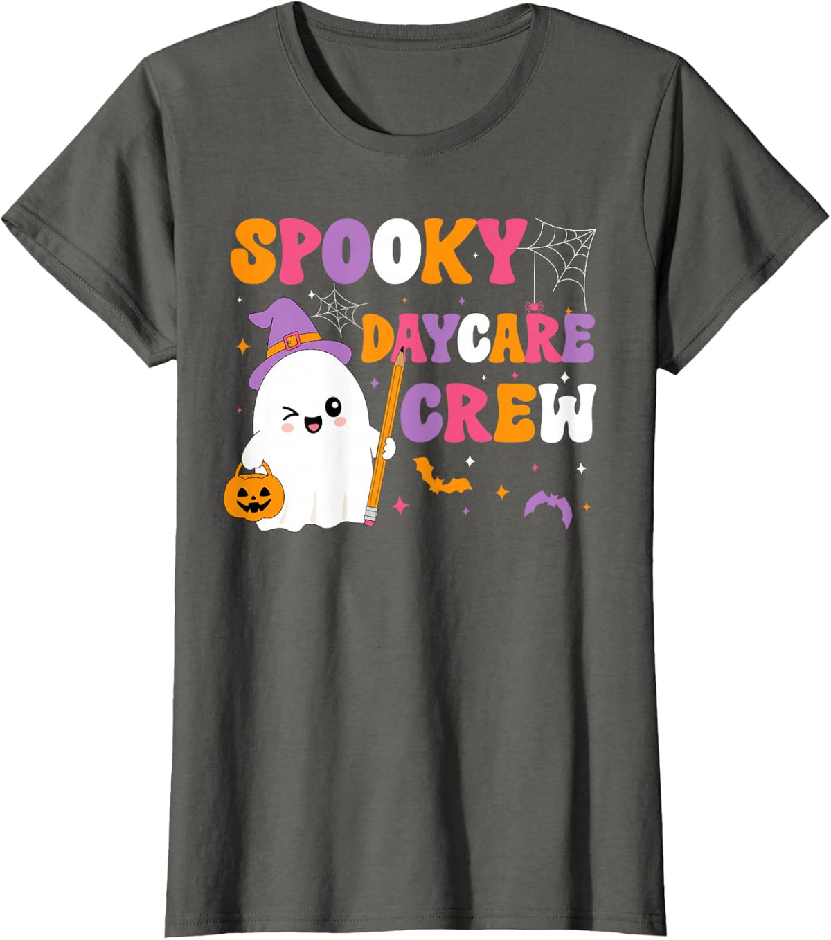 Spooky Daycare Crew Halloween Daycare Teacher T-Shirt - Asphalt Grey