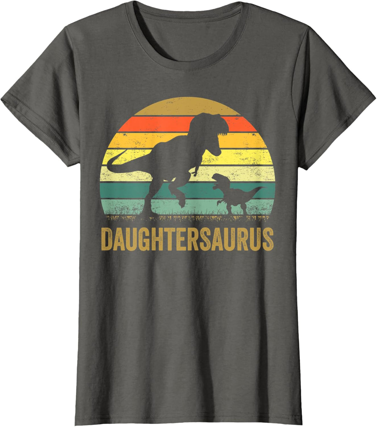 DaughterSaurus T Rex Dinosaur Daughter Saurus Family T-Shirt - Asphalt Grey