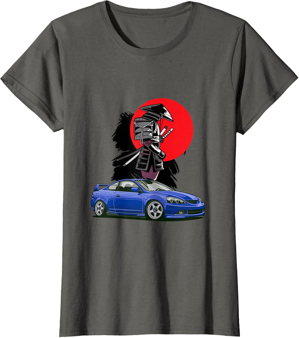 JDM RSX Car Tuning Japan Samurai Sun Drift T-Shirt - Asphalt Grey
