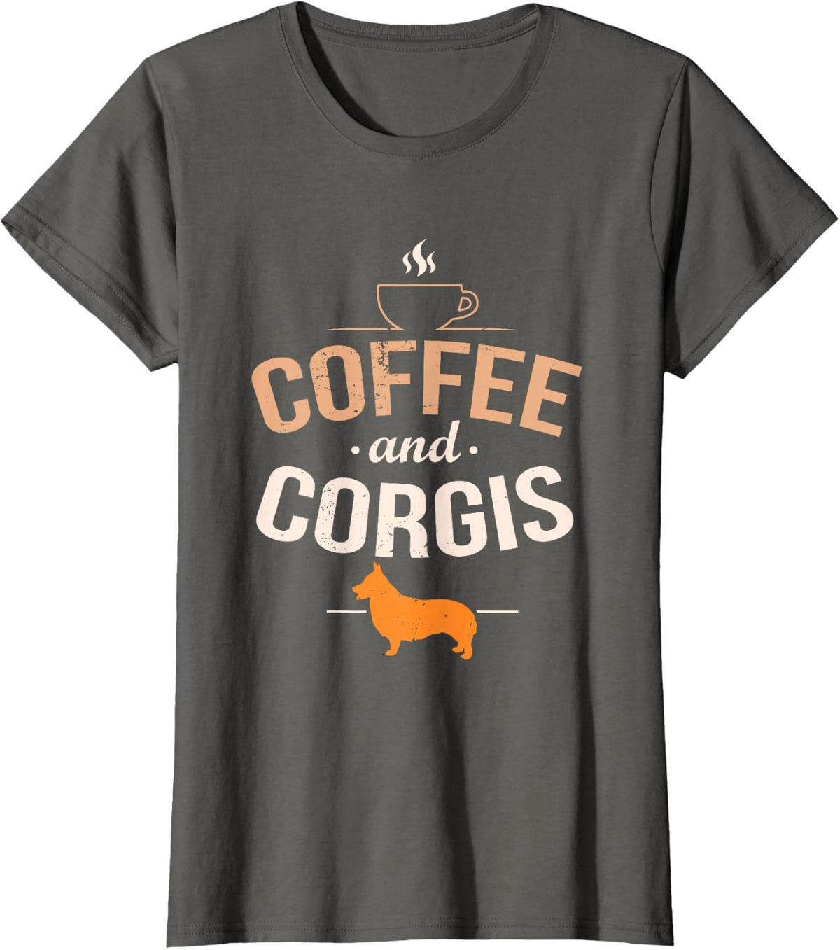 Coffee and Corgis Dog Lover T-Shirt - Asphalt Grey