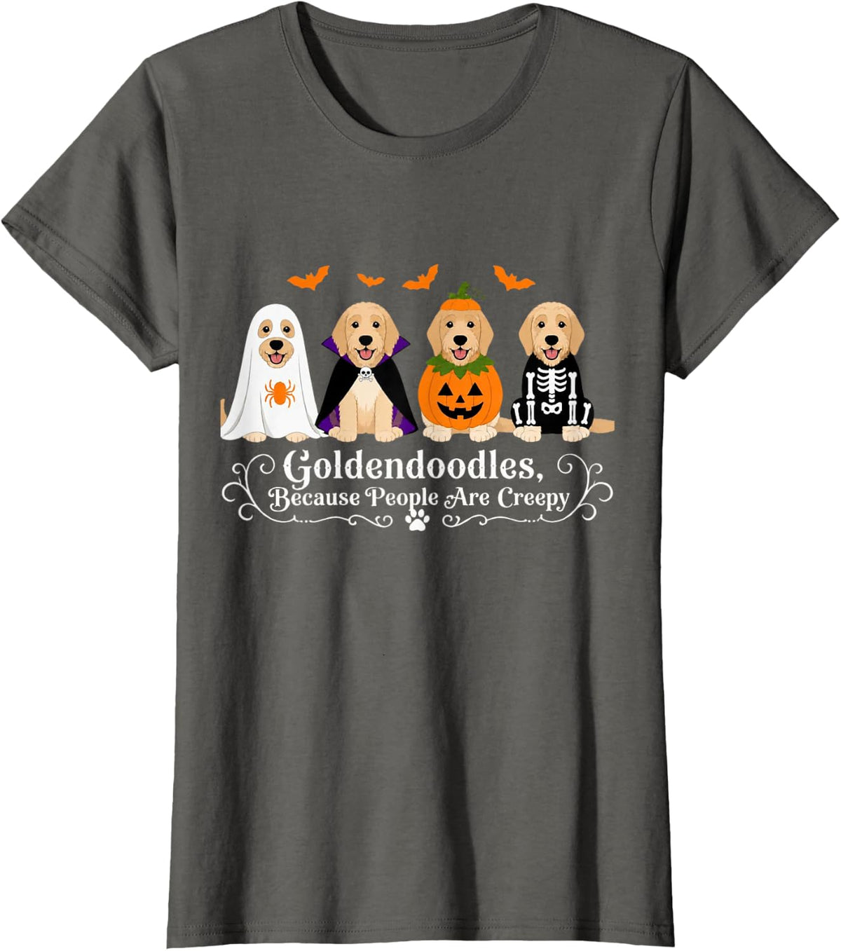 Goldendoodles Because People are Creepy Halloween Dogs T-Shirt - Asphalt Grey