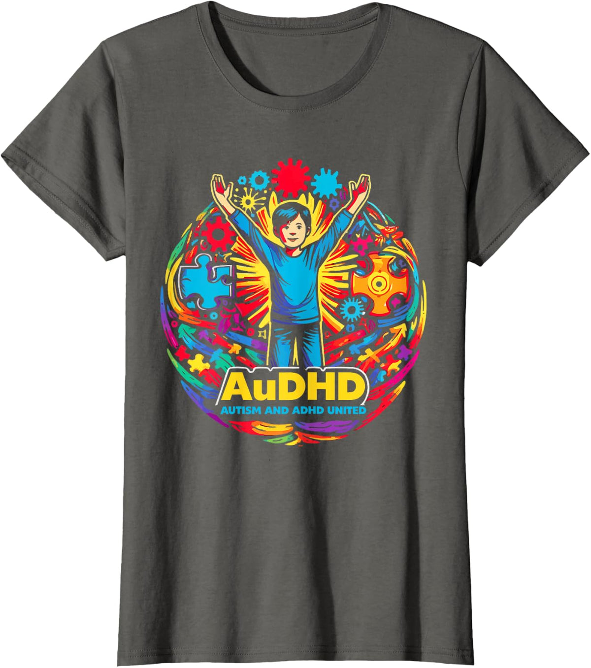 AuDHD Autism ADHD Autistic Spectrum Neurodiversity T-Shirt - Asphalt Grey