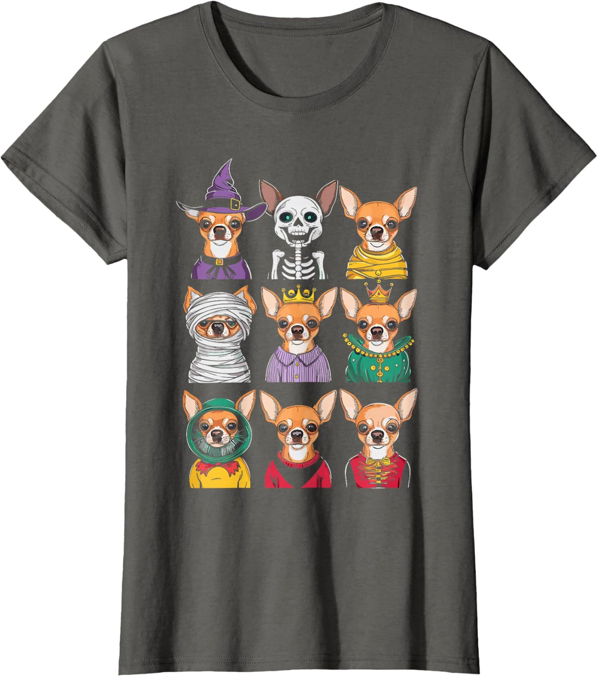 Halloween Chihuahua Costume Party T-Shirt - Asphalt Grey