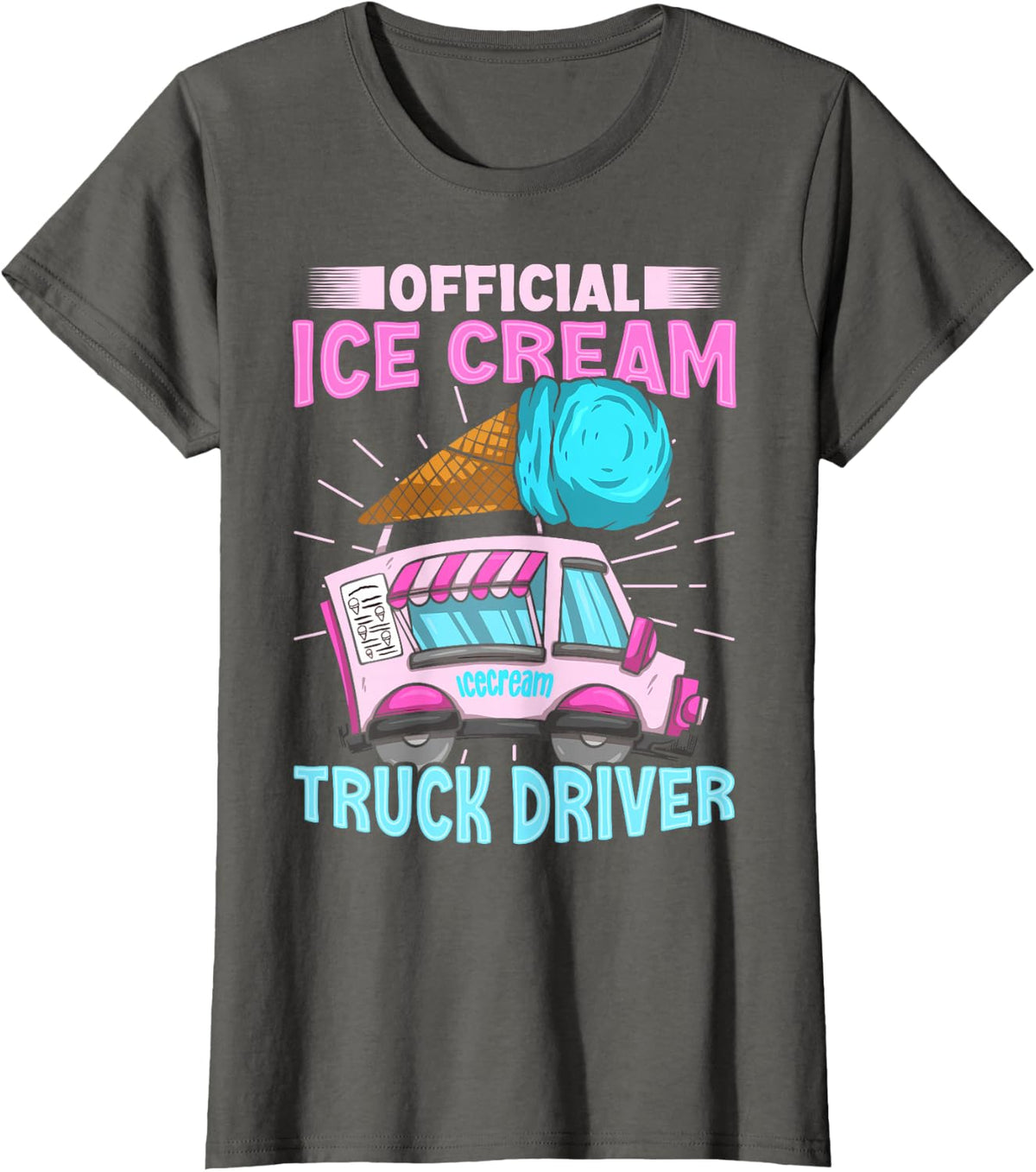 Ice Cream Cone Design for an Ice Cream Truck Driver T-Shirt - Asphalt Grey