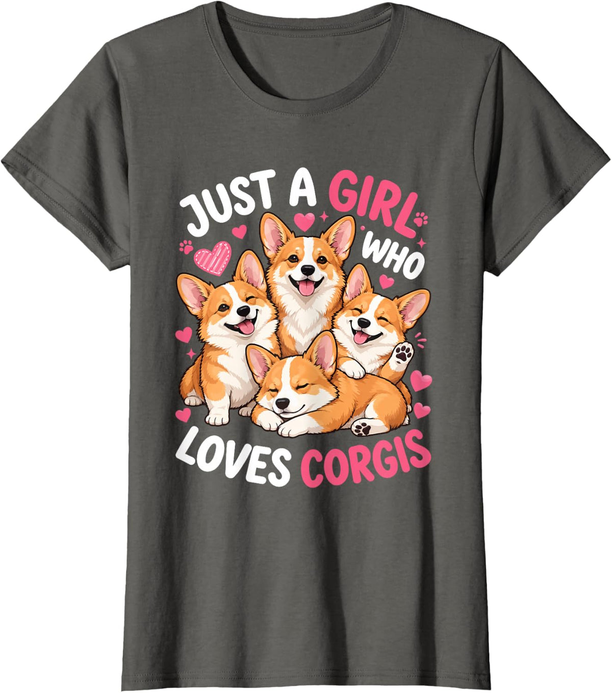 Just A Girl Who Loves Corgis - Welsh Corgi Dog Corgi Mom T-Shirt - Asphalt Grey