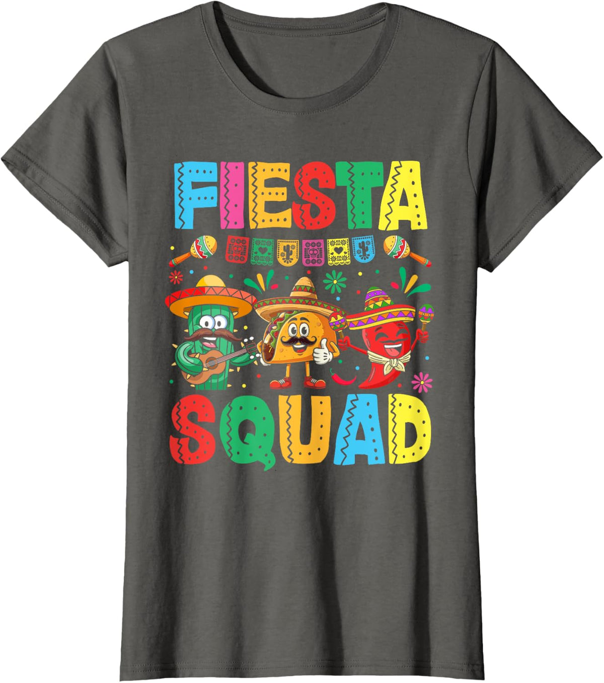 Fiesta Squad Cinco De Mayo Funny Mexican Party Men Women Kid T-Shirt - Asphalt Grey